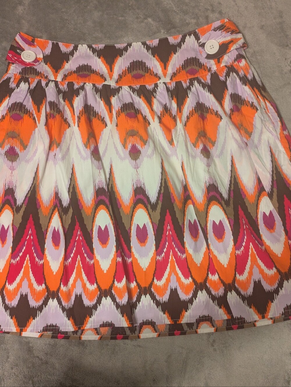 Madison Woman Size L Cotton A-Line Skirt Multicolor Ikat Print Elastic Waist